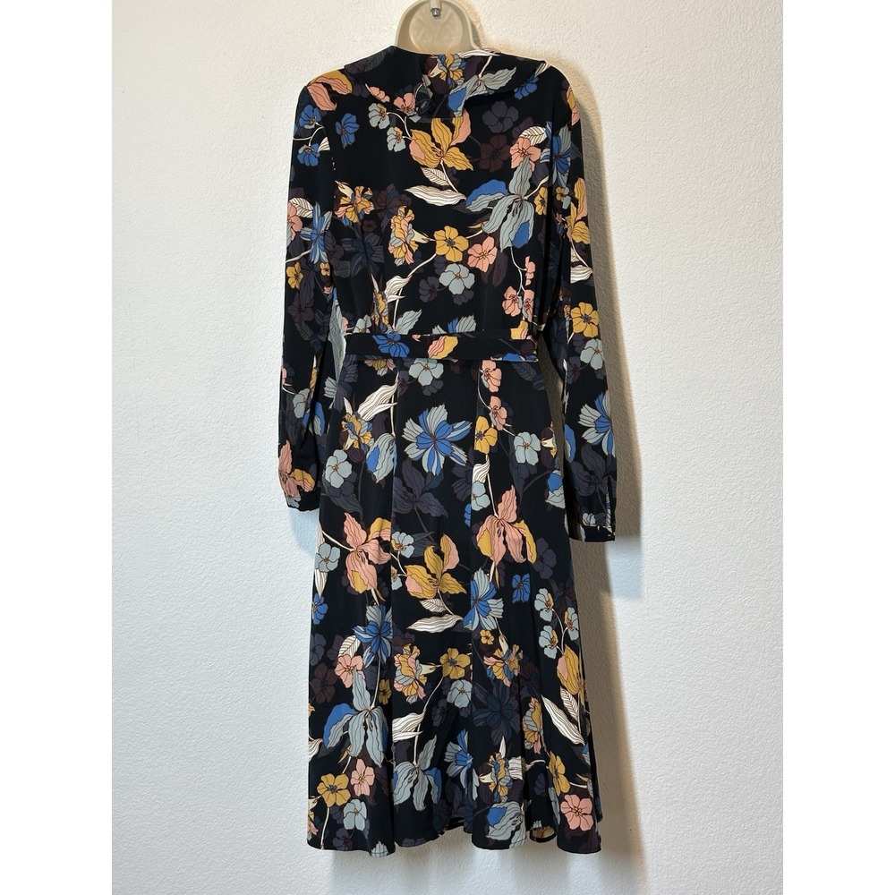 Navy Floral Midi Wrap Dress Size XL Ruffle Cottagecore Fairy Whimsigoth Coquette - Picture 3 of 8